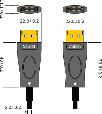 DisplayPort延長ケーブルDPX08サイズ