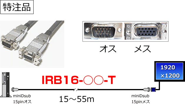 VGA延長ケーブル オスーメス