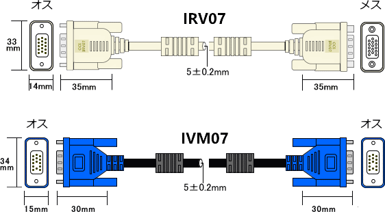 VGA延長ケーブル(オスーオス)